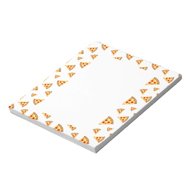 Cool and fun pizza slices pattern on white notepad (Rotated)
