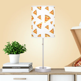 Cool and fun pizza slices pattern on white table lamp