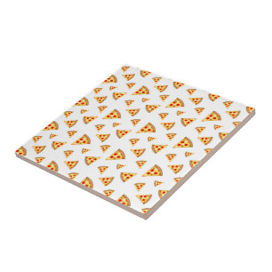 Cool and fun pizza slices pattern on white tile