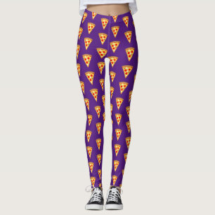 Cool and fun pizza slices pattern purple  leggings
