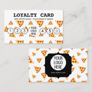 Cool and fun pizza slices pattern Your logo white Loyalty Card