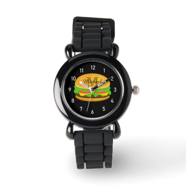 Cool and fun yummy burger Monogram and numbers  Watch (Front)