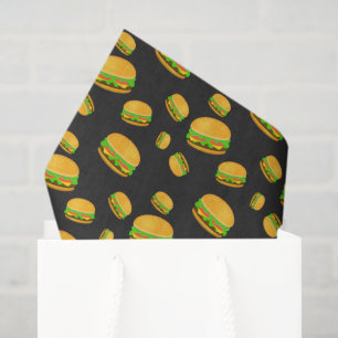 Cool and fun yummy burger pattern dark gray tissue paper