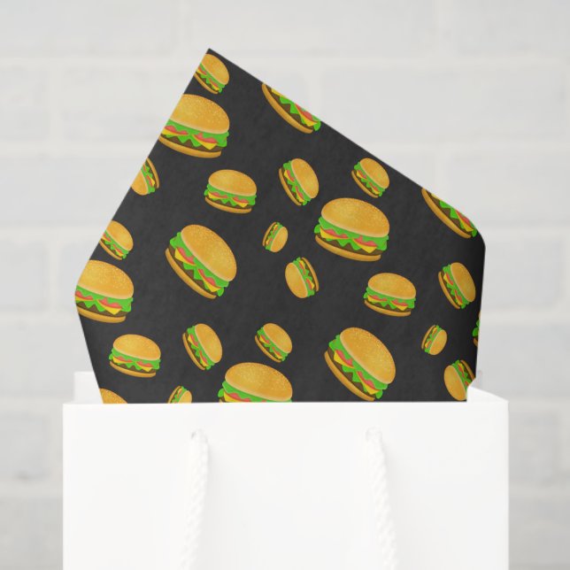 Cool and fun yummy burger pattern dark grey tissue paper (Gift Bag)