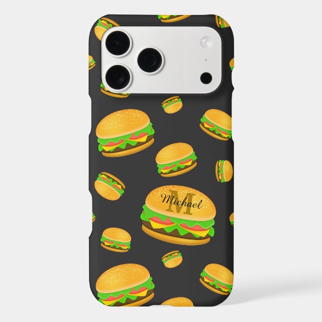 Cool and fun yummy burger pattern Monogram (Back)