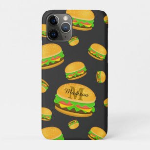 Cool and fun yummy burger pattern Monogram Case-Mate iPhone Case