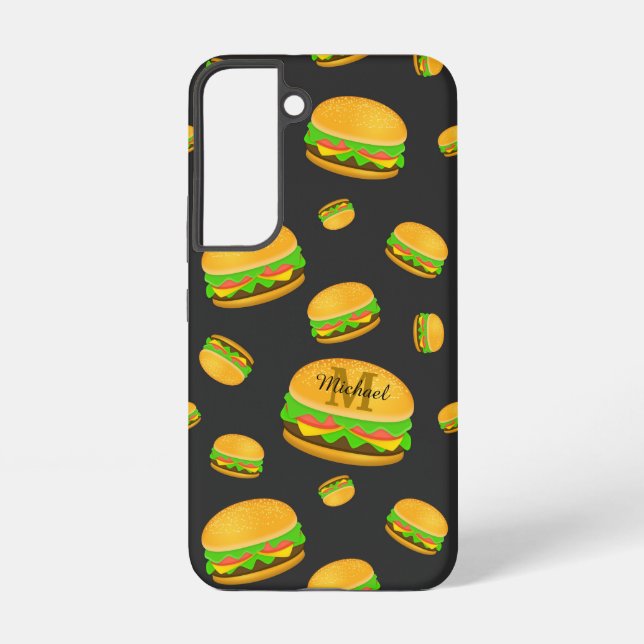 Cool and fun yummy burger pattern Monogram Samsung Galaxy S22 Case (Back)