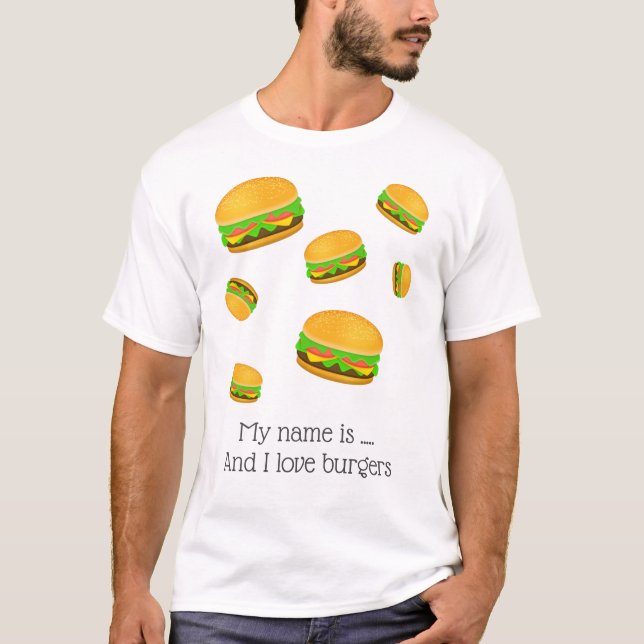 Cool and fun yummy burger pattern My name is ... T-Shirt (Front)