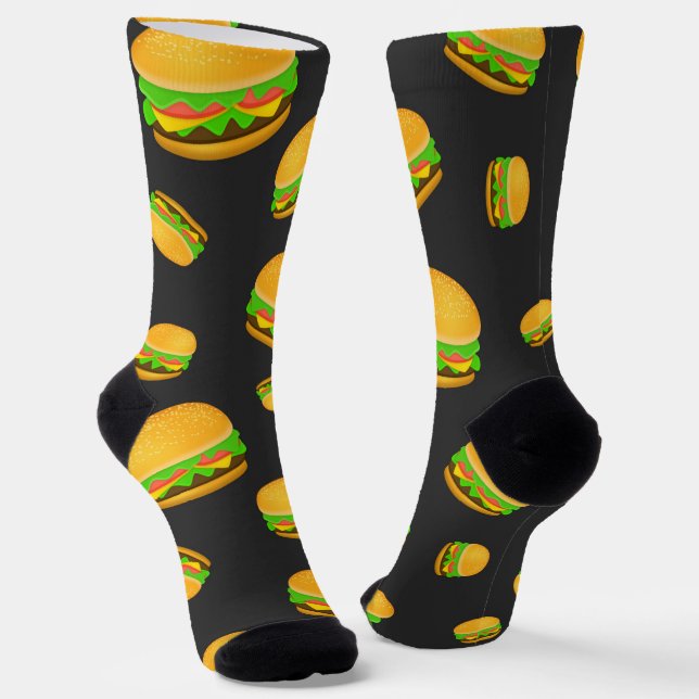 Cool and fun yummy burger pattern socks (Angled)