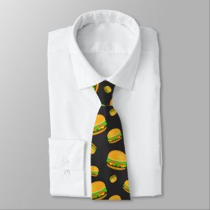 Cool and fun yummy burger pattern tie