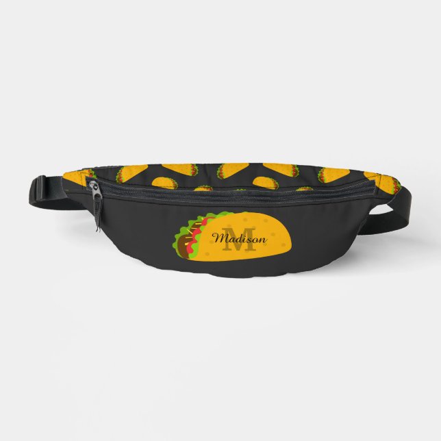 Cool and fun yummy taco pattern custom Monogram  Fanny Pack (Front)