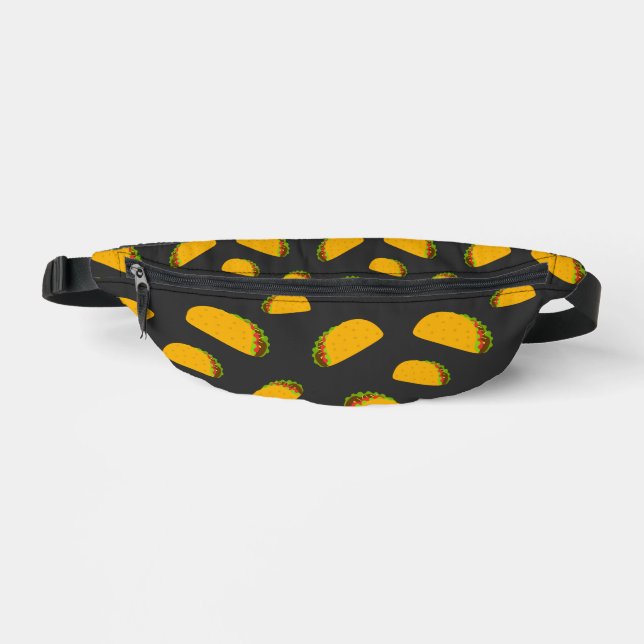 Cool and fun yummy taco pattern dark grey fanny pack (Front)