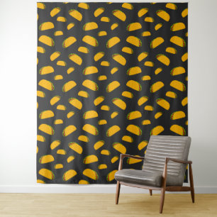 Cool and fun yummy taco pattern dark grey Wall Tapestry