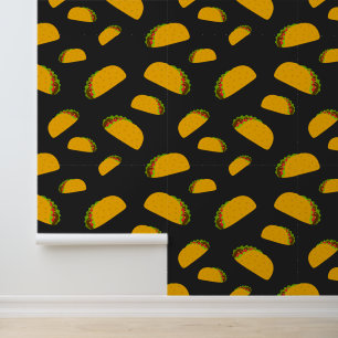 Cool and fun yummy taco pattern dark grey wallpaper