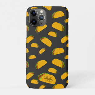 Cool and fun yummy taco pattern Monogram iPhone 11 Pro Case