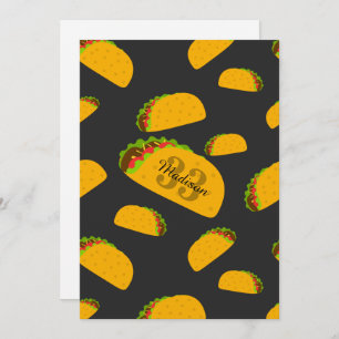 Cool and fun yummy taco pattern Monogram Invite