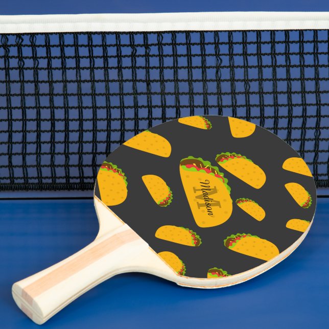 Cool and fun yummy taco pattern Monogram Ping Pong Paddle (Insitu)