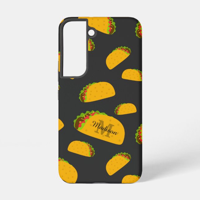 Cool and fun yummy taco pattern Monogram Samsung Galaxy S22 Case (Back)