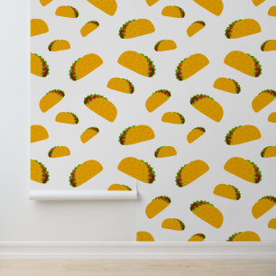 Cool and fun yummy taco pattern white wallpaper