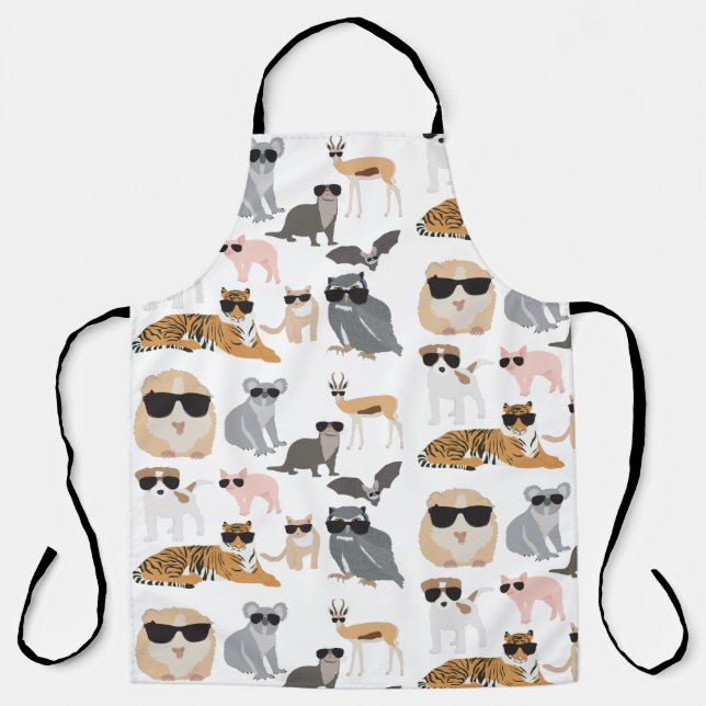 Cool and Funny Animals Wearing Sunglasses Apron (Front)