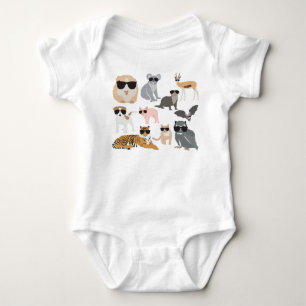 Cool and Funny Animals Wearing Sunglasses Baby Bodysuit
