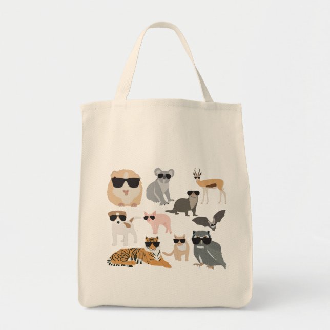 Cool and Funny Animals Wearing Sunglasses Tote Bag (Front)