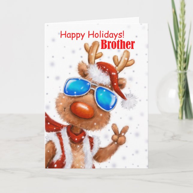 Cool and funny reindeer greetings, Merry Christmas Card (Front)