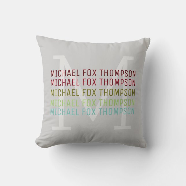 cool and modern monogram on light-grey throw pillow (Front)