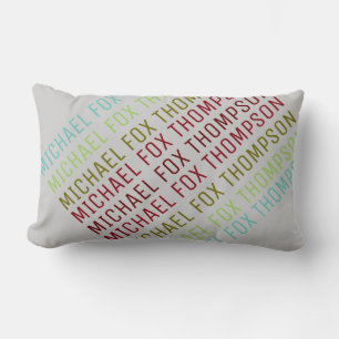 cool and modern, name typography lumbar pillow