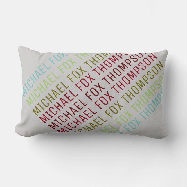 cool and modern, name typography lumbar pillow (Front)