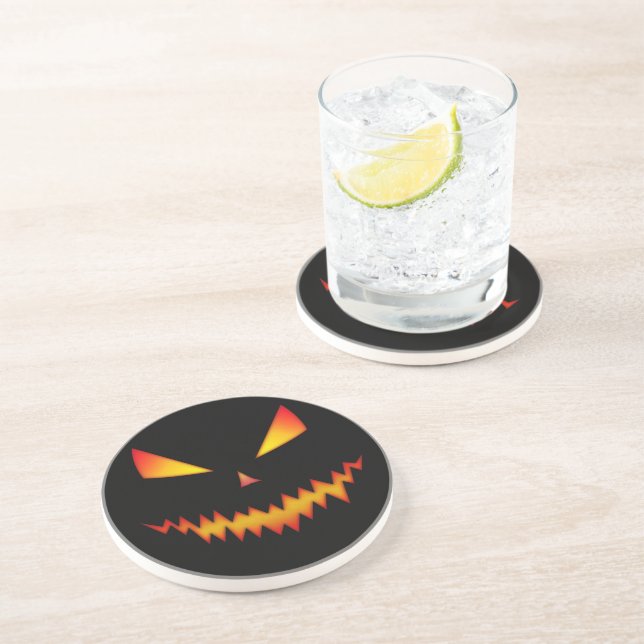 Cool and scary Jack O'Lantern face Halloween Coaster (Side)