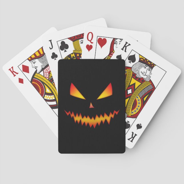 Cool and scary Jack O'Lantern face Halloween Playing Cards (Back)