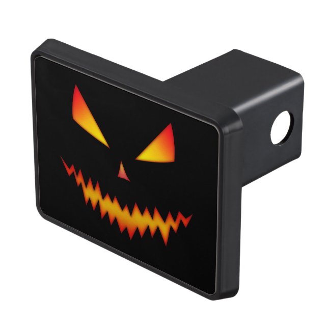Cool and scary Jack O'Lantern face Halloween Trailer Hitch Cover (Top Right)