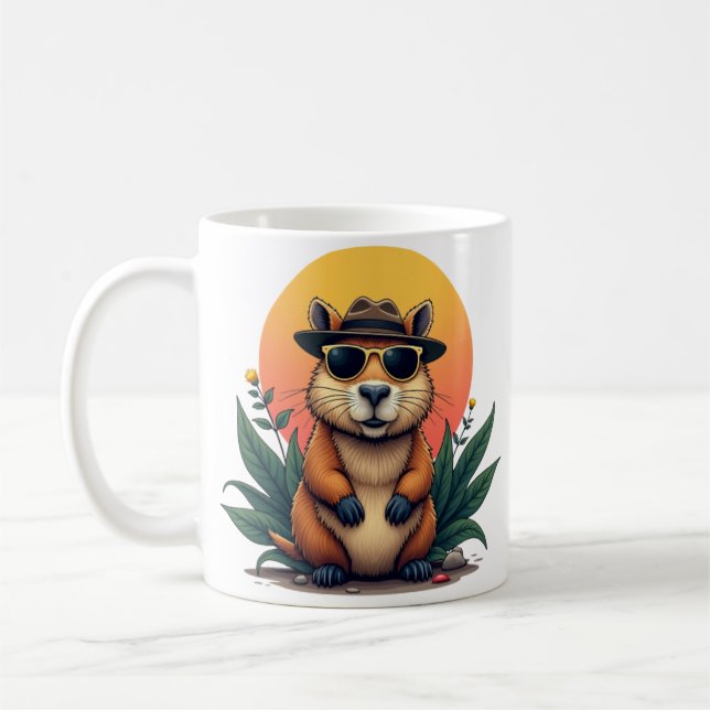 Cool and Stylish Capybara  Coffee Mug (Left)