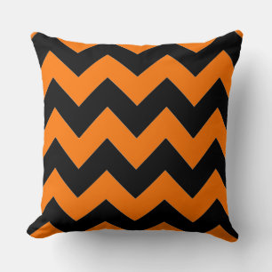 Cool and Stylish Orange and Black Chevron Pattern Throw Pillow