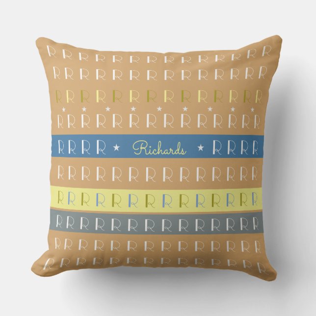 cool and stylish typography patio pillow with name (Front)