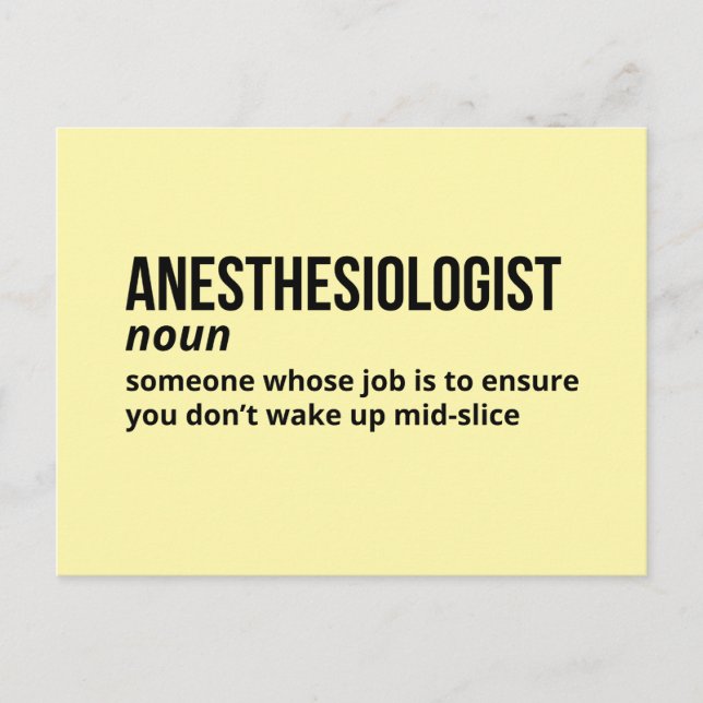 Cool Anesthesiologist Definition Postcard (Front)