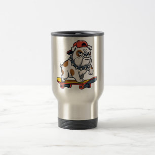Cool Angry Baby Bulldog Skateboard Travel Mug