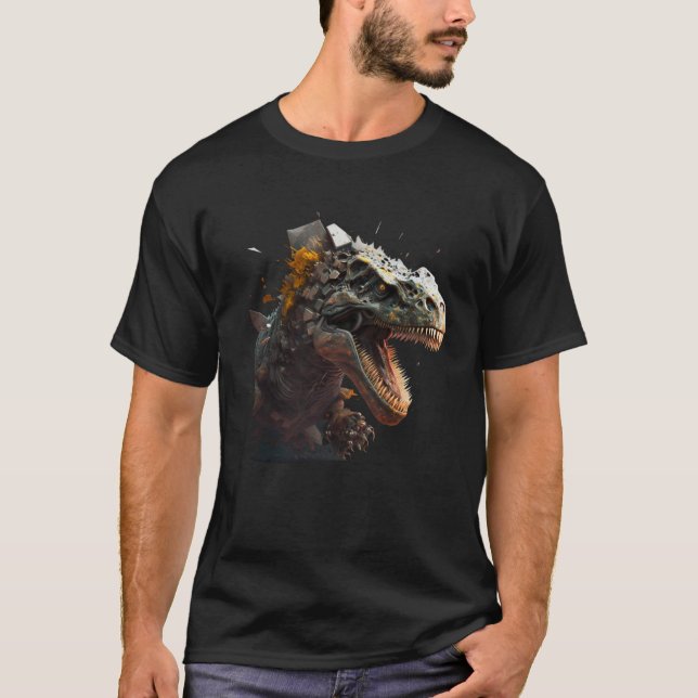 Cool angry dinosaur Tyrannosaurus Rex  2 T-Shirt (Front)