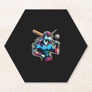Cool Angry Unicorn Playing Baseball Ball Bat Baseb Paper Coaster