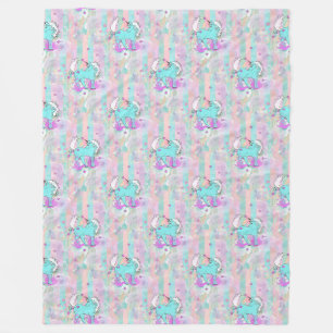 Cool Animal Pattern - Comic Unicorn 1 Fleece Blanket
