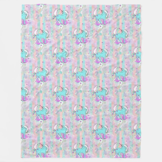 Cool Animal Pattern - Comic Unicorn 1 Fleece Blanket (Front)