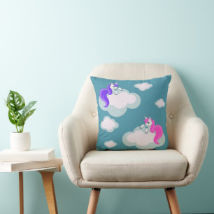 Cool Animal Pattern - Comic Unicorn 3 Throw Pillow