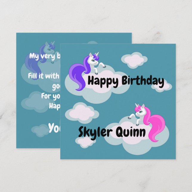 Cool Animal Pattern - Comic Unicorn 3 + your text Card (Front/Back)