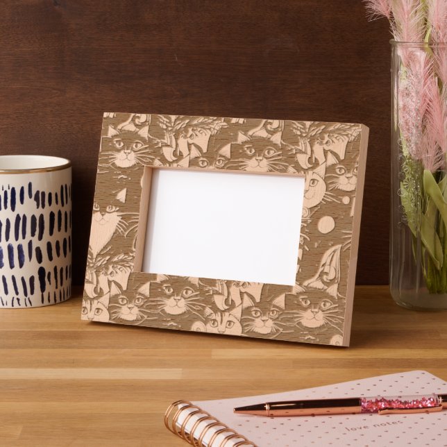 Cool Animal Pattern - Cute Cats 8 Etched Frames (Left)