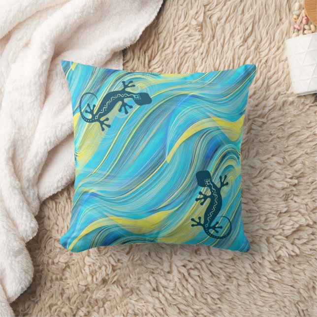 Cool Animal Pattern - Gecko 3 Throw Pillow (Blanket)