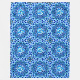Cool Animal Pattern - Mandala Dolphins 1 Fleece Blanket