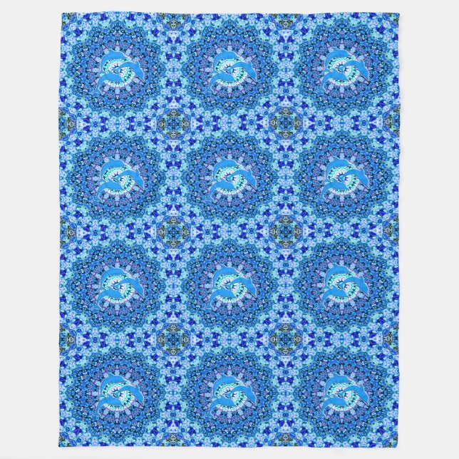 Cool Animal Pattern - Mandala Dolphins 1 Fleece Blanket (Front)