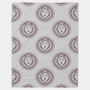 Cool Animal Pattern - Wolf Head Mandala 1 Fleece Blanket