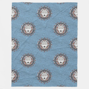 Cool Animal Pattern - Wolf Head Mandala 2 Fleece Blanket